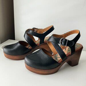BOC Black Leather Heels with Straps Size 7M